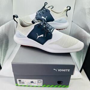 PUMA Golf IGNITE NXT Lace Spikeless Golf Shoes Men's US 11.5 White/Navy | EUC